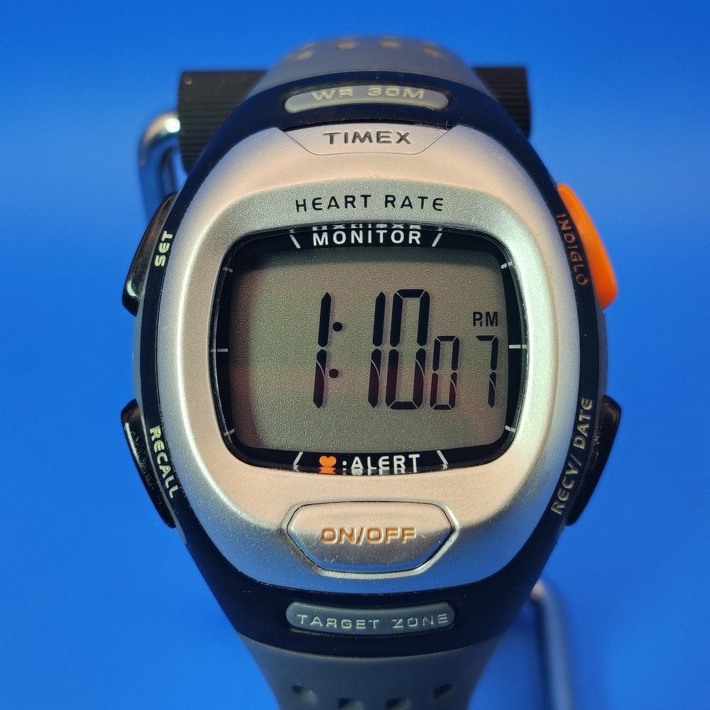 Vintage 2008 Timex Indiglo Heart Rate Monitor Trainer 46mm Women's Sport‎ Watch